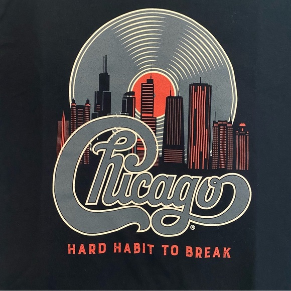 Chicago Band Shirt NEW Hard Habit to Break Tour 2023 Black Graphic Tee Small - Picture 5 of 9